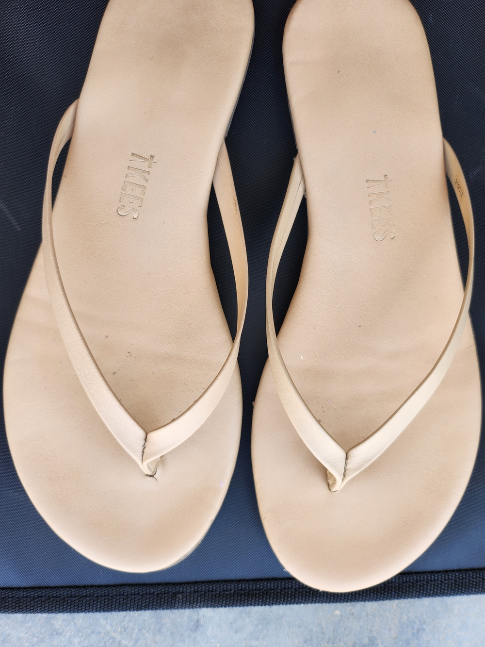 TKEES Beige Minimalist Flip Flop Sandals